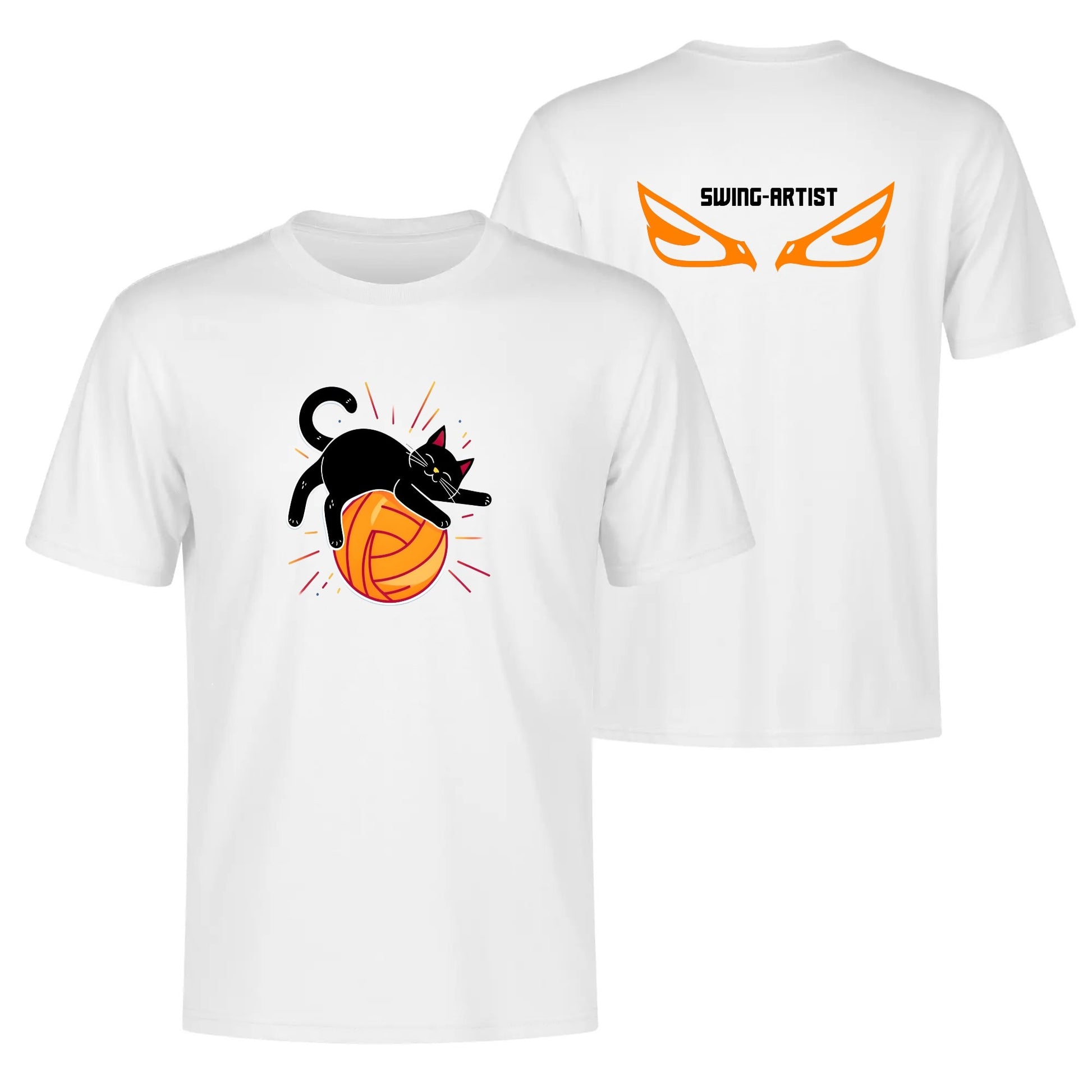 Swing Artist Pop Culture: Black Cat & Orange Volleyball Graphic Tee