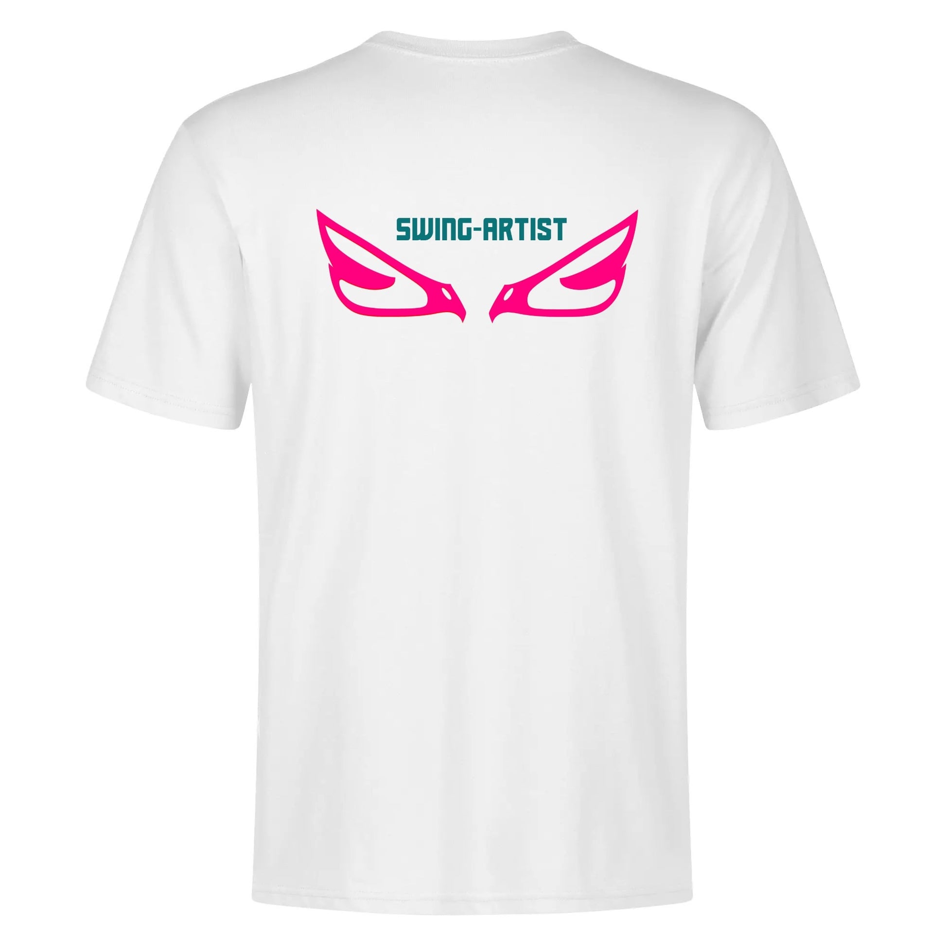 Swing-artist, Cartoon Maneki-Neko With Magenta Stripes And Teal Outline Volleyball Tee