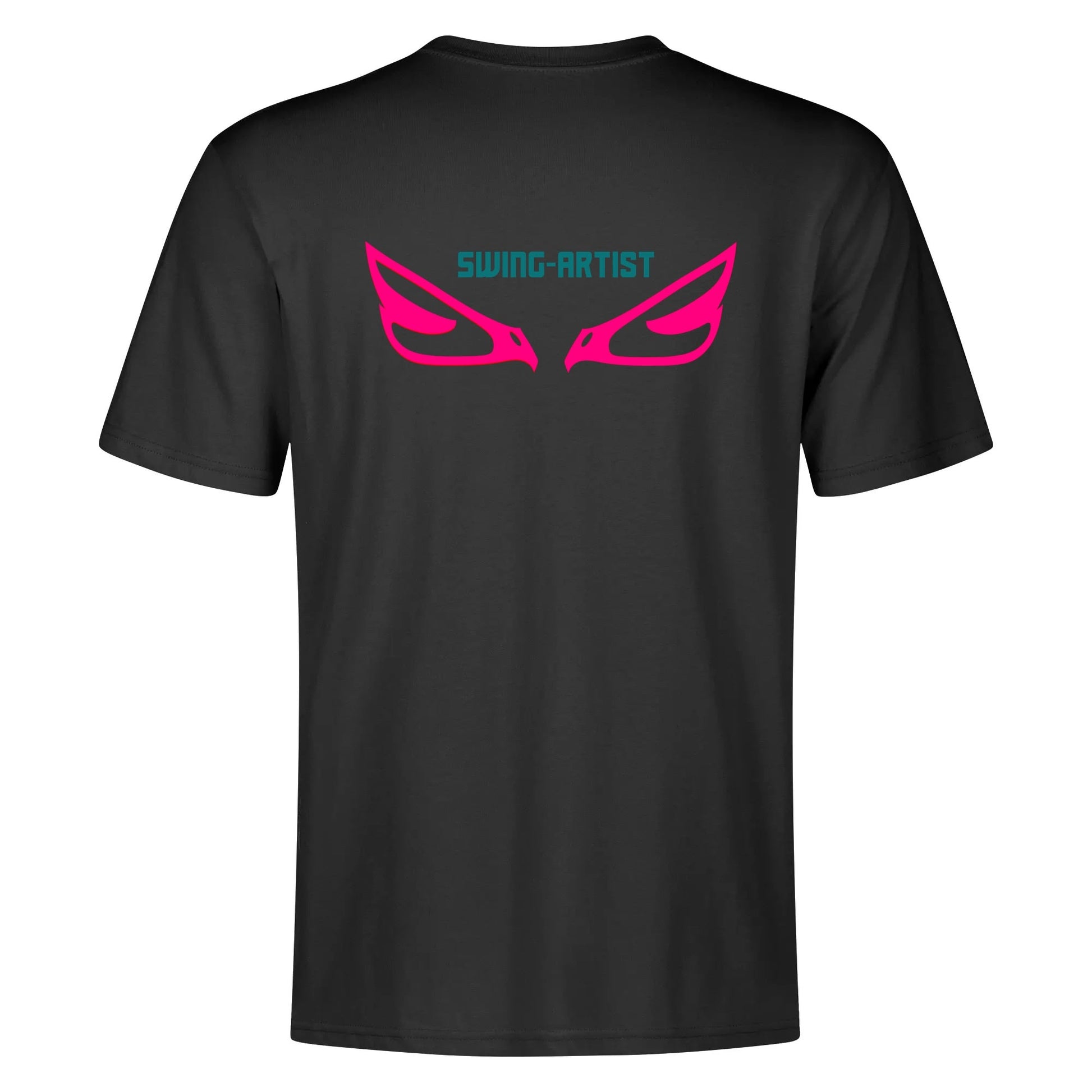 Swing-artist, Cartoon Maneki-Neko With Magenta Stripes And Teal Outline Volleyball Tee