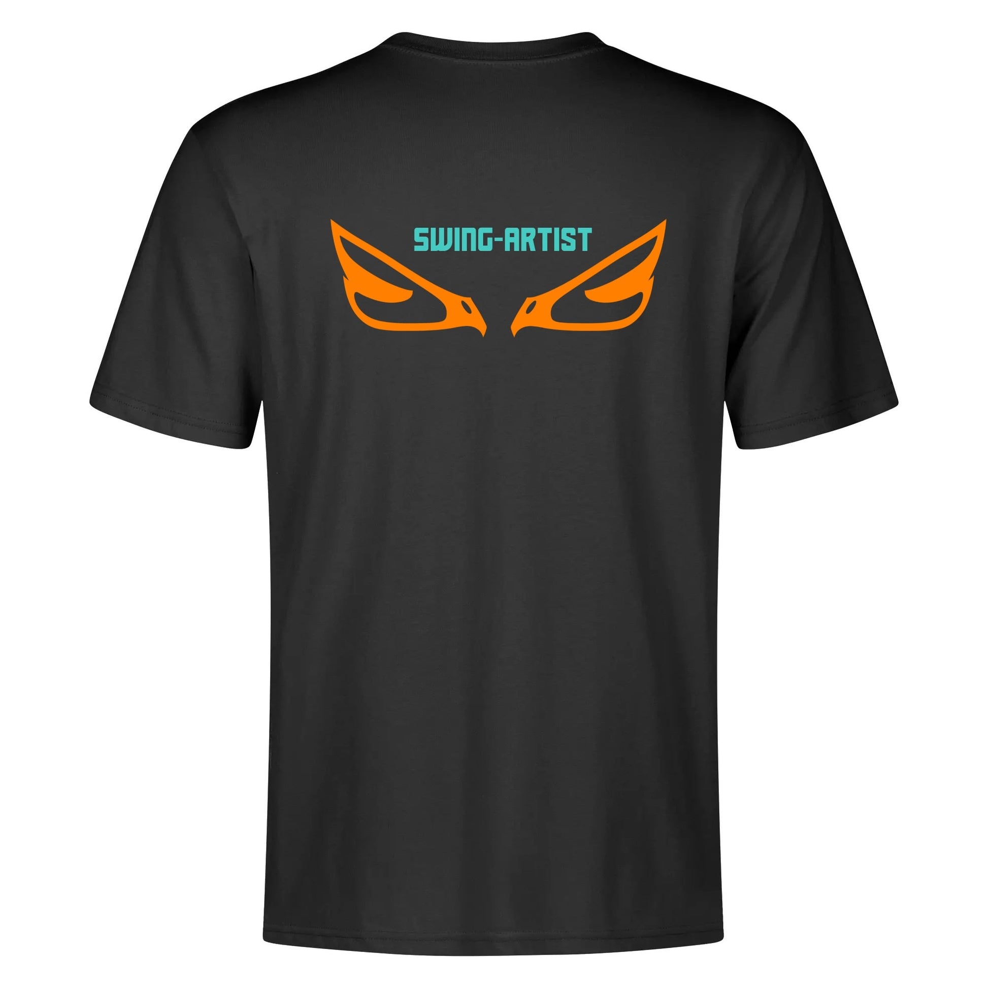 Swing-artist, Whimsical Cartoon Maneki-neko With Orange Lines And Turquoise Markings tee