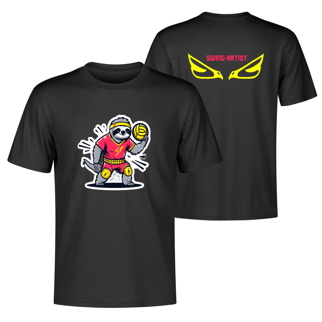 Swing-artist, artoon Sloth Volleyball Hero In Pop Art Style tee