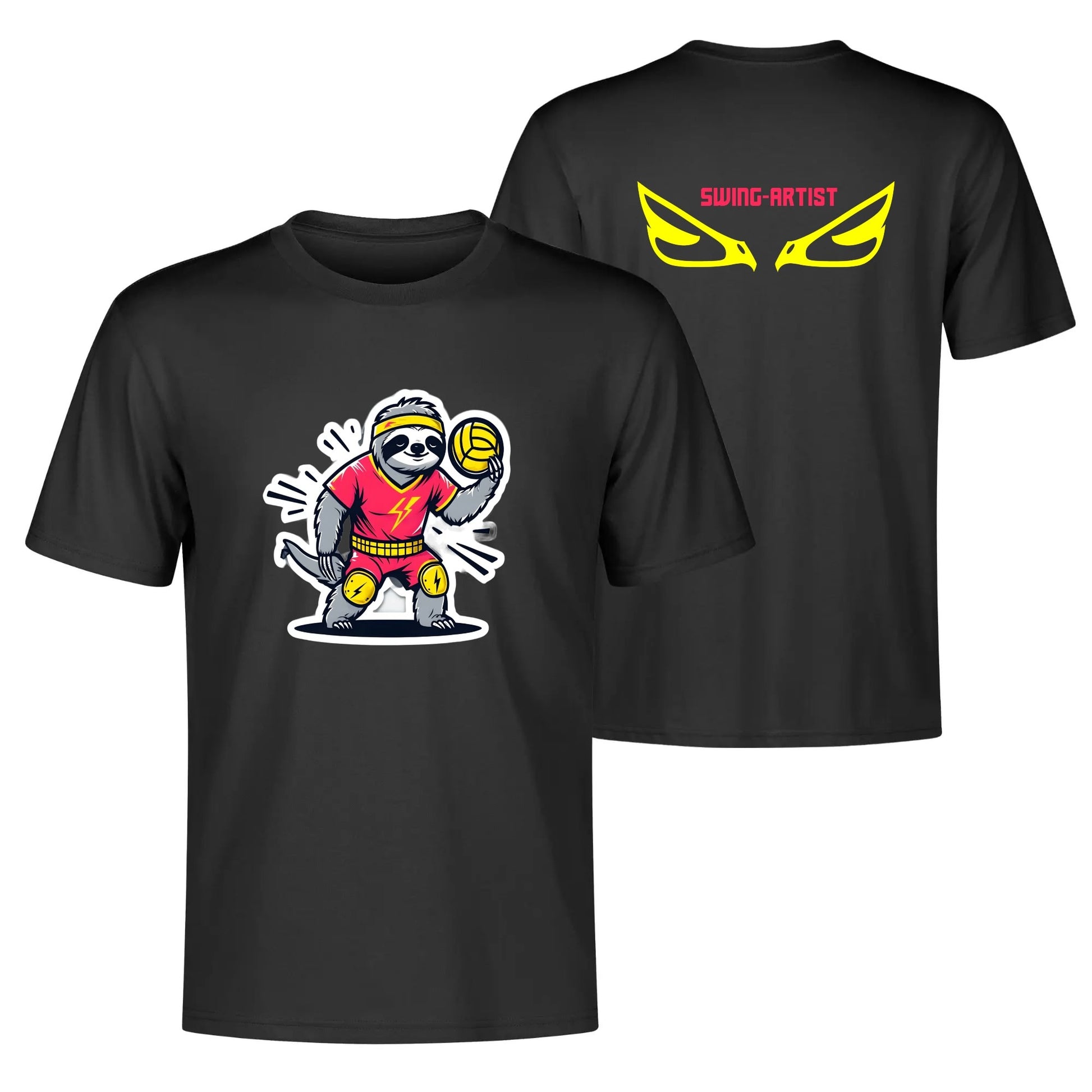Swing-artist, artoon Sloth Volleyball Hero In Pop Art Style tee