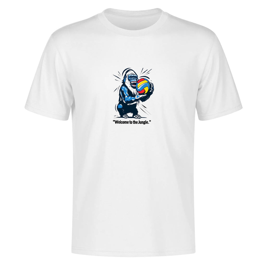 Swing-artist, graffiti pop art gorilla with volleyball and welcome to the jungle Tee